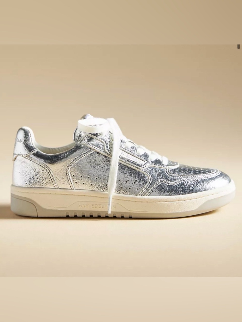 Sam Edelman Metallic Silver Leather Sneaker